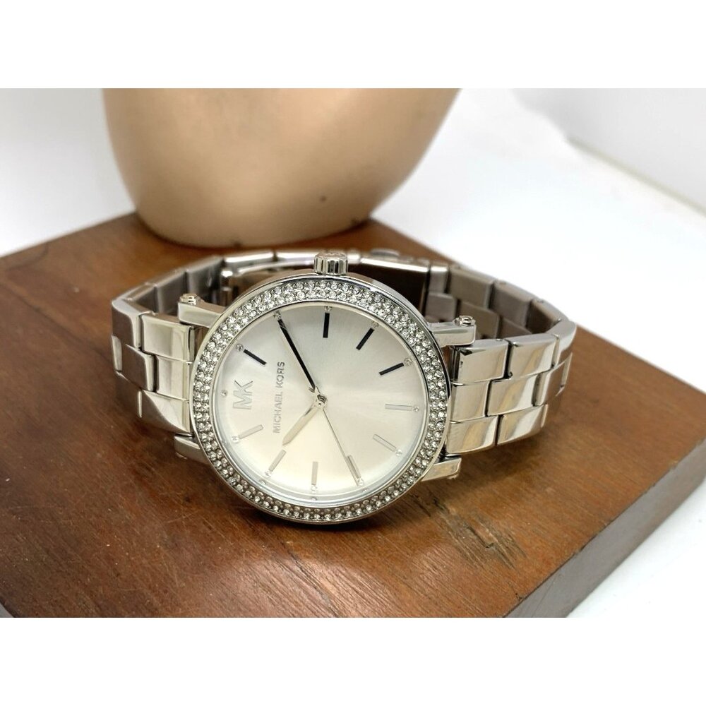 Michael Kors Women's Watch MK7347 Corey Quartz Gemmed Silver Stainless Steel - Picture 7 of 13